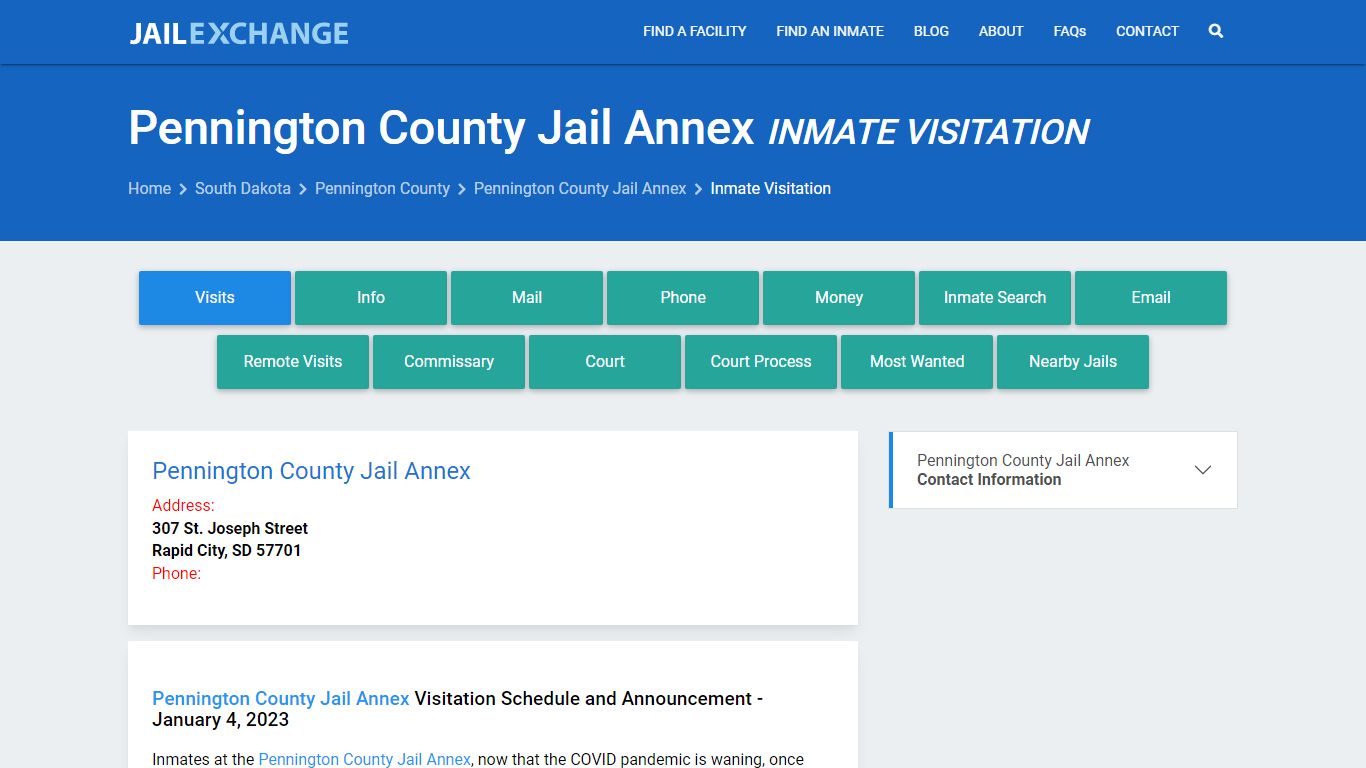 Inmate Visitation - Pennington County Jail Annex, SD